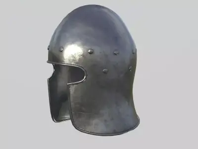 Medieval Barbute Helmet Low-poly 3D model