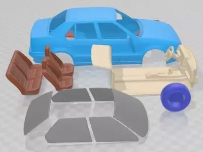 Renault 19 Sedan 1988 Printable Car  3D print model