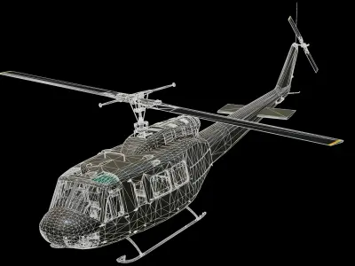 Civilian and Medical UH-1H huey Low-poly 3D model