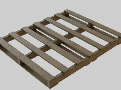 WoodenPalleteOld wooden shelf with shelves Low-poly 3D model