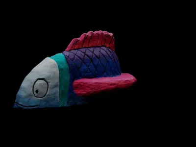 Painted Concrete fish seat Free 3D model