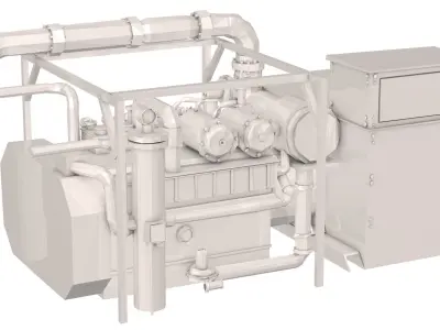 Engine Model Low Poly diesel 3D model