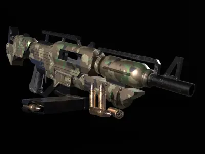 Assault Rifle PBR Low-poly 3D model