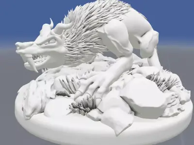 Monster creature on rock 3D print model