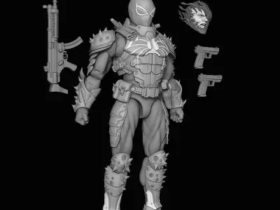 AGENT VENOM HEAD ARMOR AND GUNS 3D model