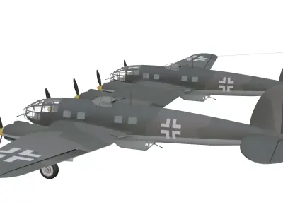 Heinkel He 111Z Zwilling Low-poly 3D model