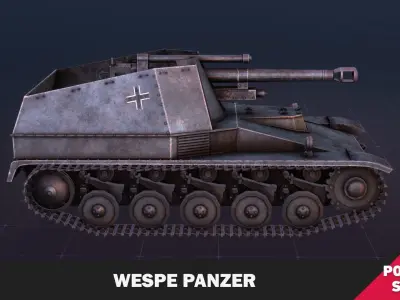 Wespe  Panzer Artillery SDKFZ-124 Low-poly 3D model
