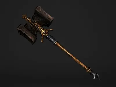 Shaker - Heavy Golden Warhammer Low-poly 3D model