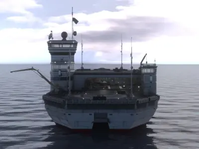 Futuristic Aircraft Carrier Rigged 3D Asset - Full Interior 3D model