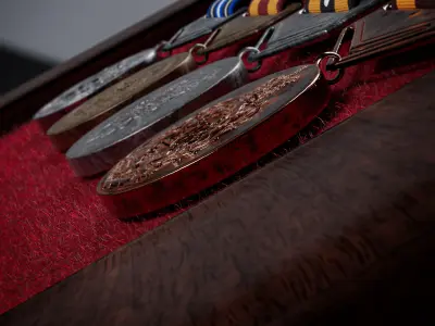 British military medal and badge Low-poly 3D model