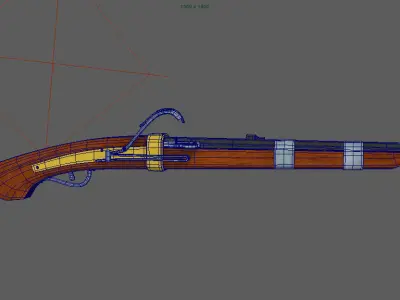 Matchlock Pistol Firearm LowPoly 3D Model Low-poly 3D model