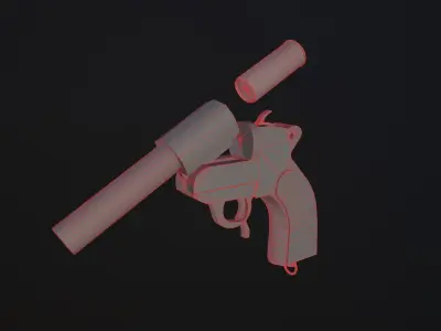 Flare gun Low-poly 3D model purchase