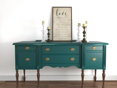 Vintage Buffet and MakeUp Desk Set 3D model