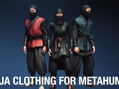 Ninja Clothing - Game Ready Clothing - Rigged Low-poly 3D model