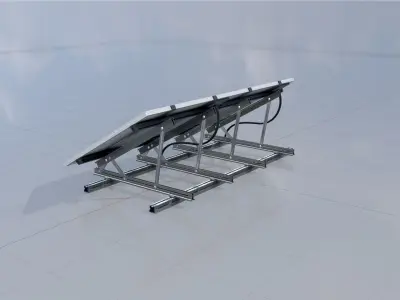 Solar module version 3 2x4m tilt angle 30 degrees with stand Low-poly 3D model