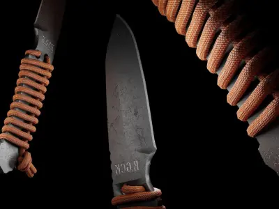Knife Game Ready Model Realistic rope Low-poly 3D model
