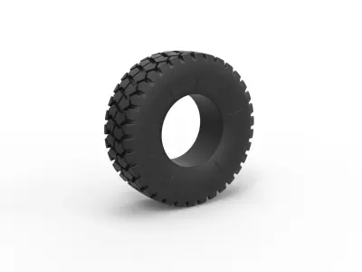 Military truck tire 2 Scale 1 to 25 3D print model