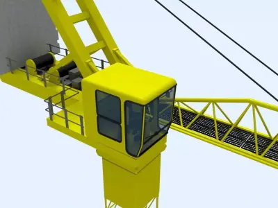 Rigged Luffing Crane  Tower Crane Low-poly 3D model