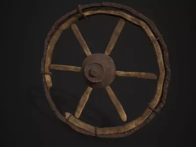 Old Destroyed Wheel Low-poly 3D model