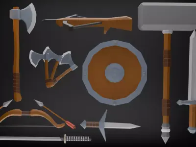 Low Poly Medieval Weapons Pack Low-poly 3D model buy