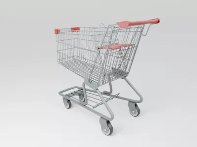 Grocery Shopping Cart Low-poly 3D model