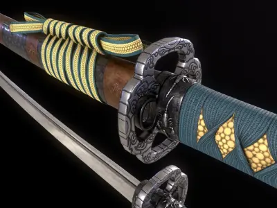 Katana Low-poly 3D model 15