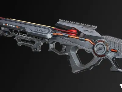 Cyberpunk Assault Rifles Low-poly 3D model