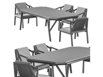 sette garden stone table and chair 3D model