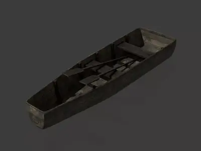 wood boat Free low-poly 3D model