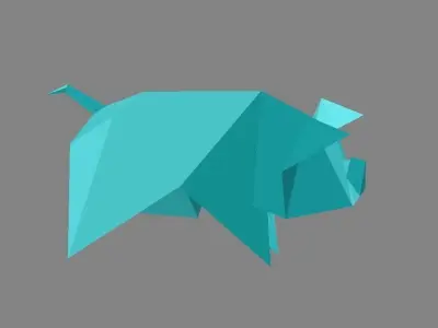 Origami Pig Low-poly 3D model