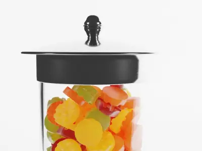 Glass Jar with Fruit Gums 3D model
