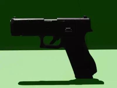 Pistolet militaire noir realiste Low-poly 3D model