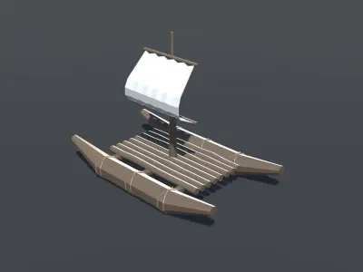 Sail Raft Low Poly Low-poly 3D model