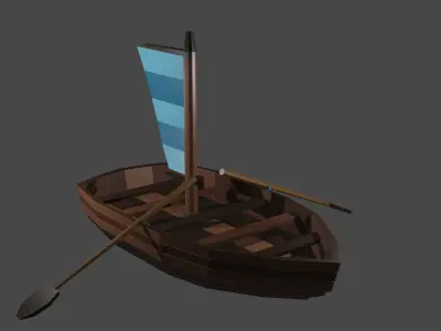 Boat for game low Poly  Low-poly 3D model