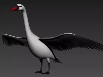 Swan Goose Low-poly 3D model