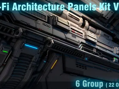Sci-Fi Architecture Panels Pack vol 02-PBR 3D model