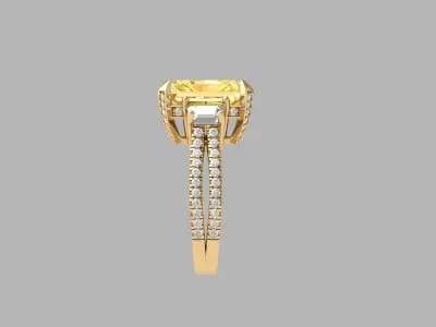 Radiant 3 Stone Art deco Ring  3D print model