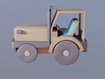 WOODEN TRACTOR TOY - RogueFilmProductions Low-poly 3D model