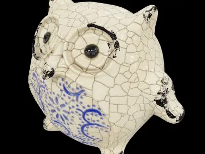 Ceramics Owl model 3 Low-poly 3D model