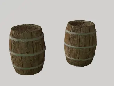 Wooden barrels Low-poly 3D model purchase