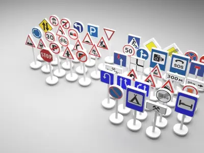 Toy Road Signs Set 3D model