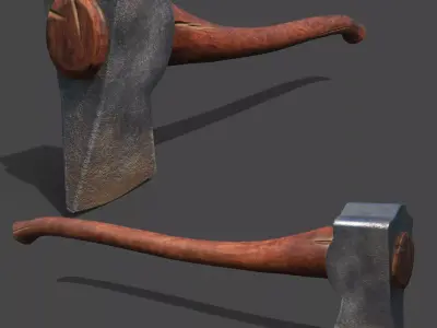 wooden axe Low-poly 3D model