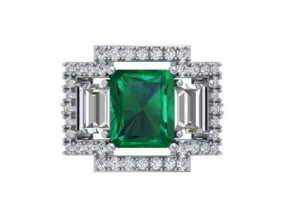 Emerald Art Deco Ring 3D print model 41