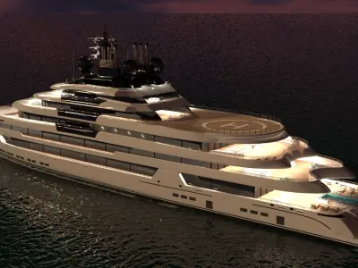 Willie Dreams Superyacht Night Scene 3D model