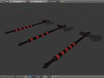 War axes Low-poly 3D model