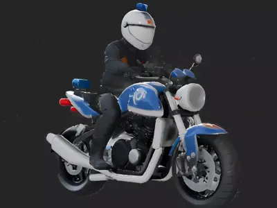 Motorcyclist on Classic Bike 3D Model 3D print model