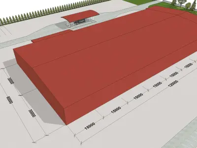 Warehouse with wide span 3D model