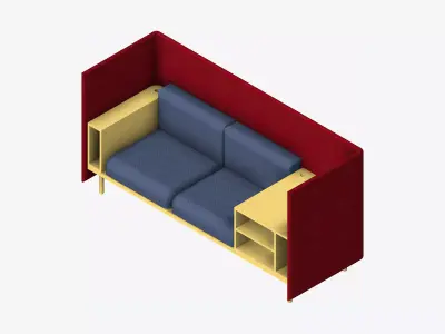Sofa - Contemporary - Flame - Corner Shelf - Right Low-poly 3D model