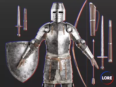 Medieval Collection Knightly Soldier 3D Model Pack
