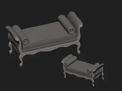  Vintage bench Low-poly 3D model